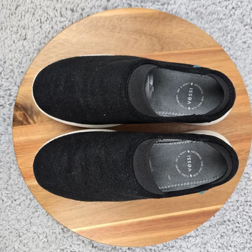 Vessi Womens 7 Sunday Slip-On Black Lifestyle Comfort Casual Daily Sneaker